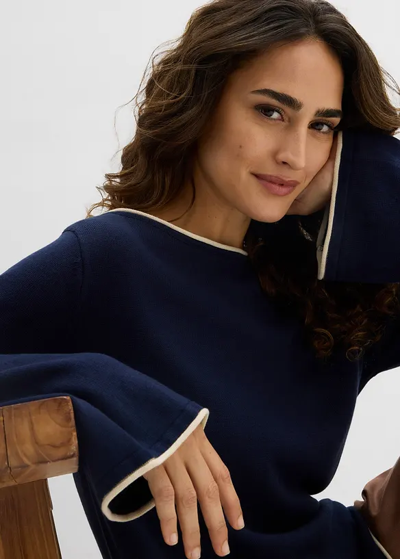 Pull en fine maille de coton m&eacute;lang&eacute;, bonprix