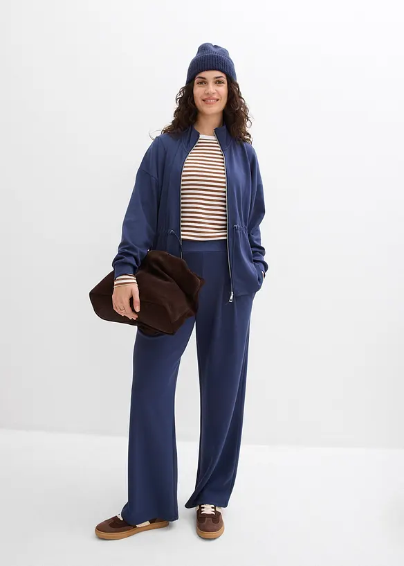 Pantalon en jersey n&eacute;opr&egrave;ne &agrave; pinces, bonprix