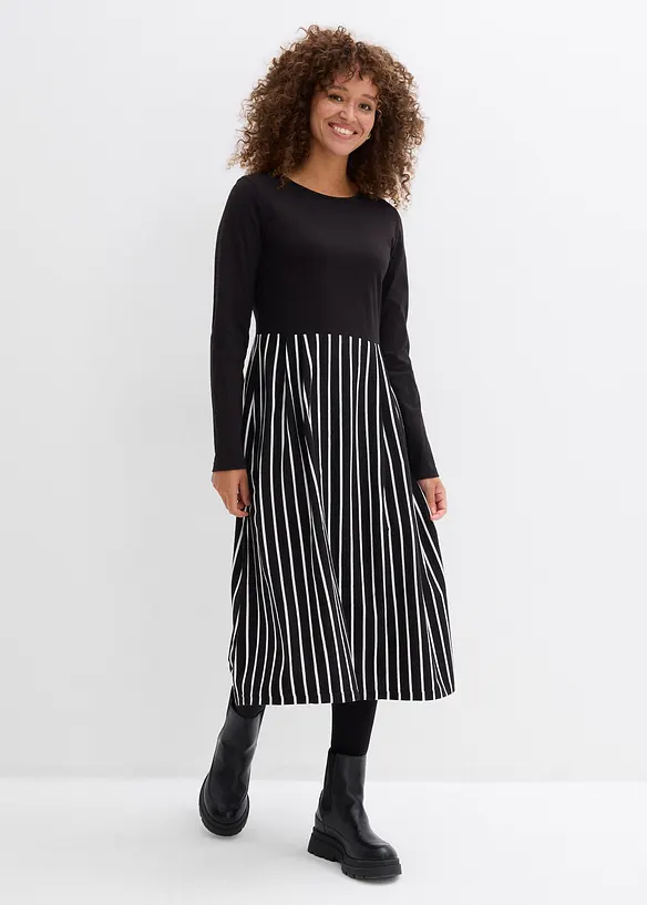 Robe en jersey coton, longueur midi, bonprix