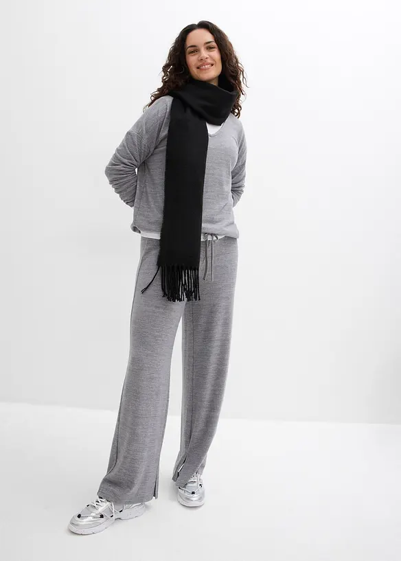 Pantalon en jersey effet maille, bonprix