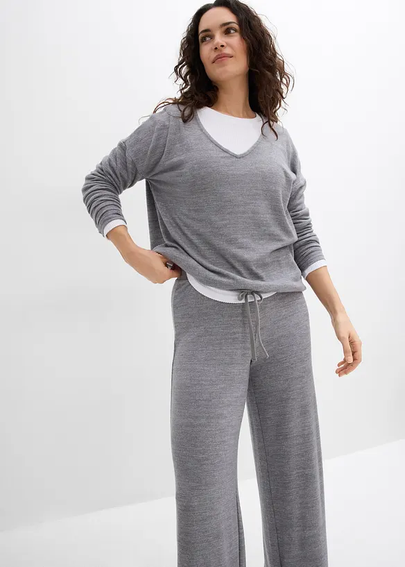 Pantalon en jersey effet maille, bonprix