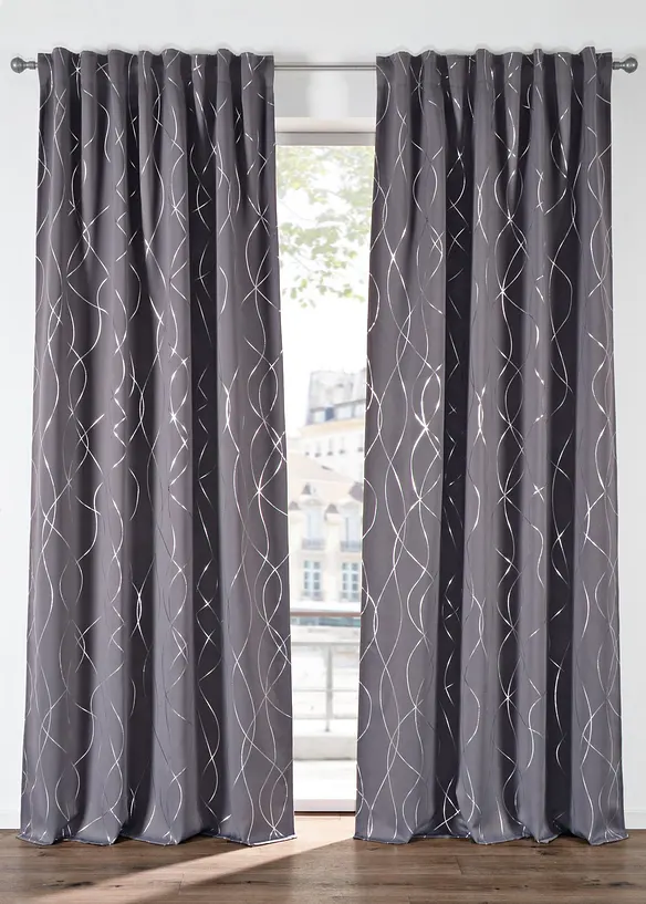 Rideau panneau obscurcissant &agrave; imprim&eacute; brillant, aussi en extra long (1 pce), bonprix