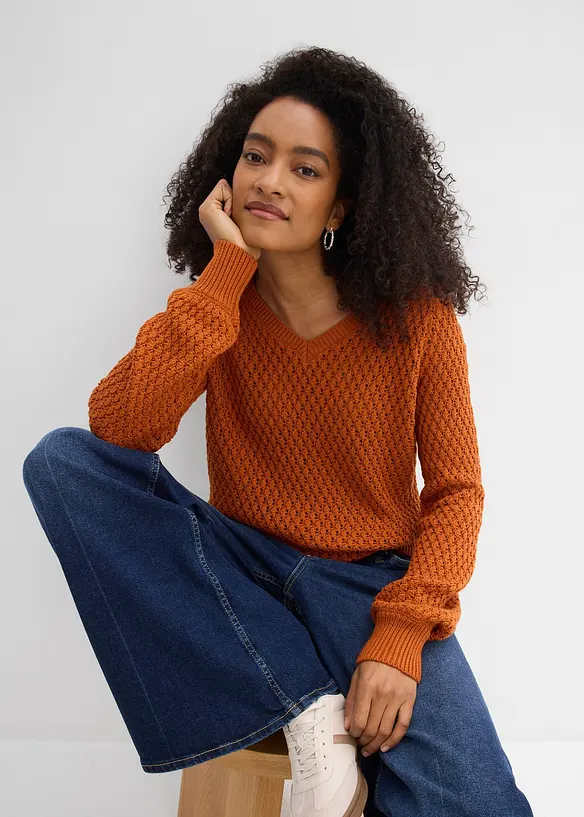 Pull en coton m&eacute;lang&eacute;, bonprix