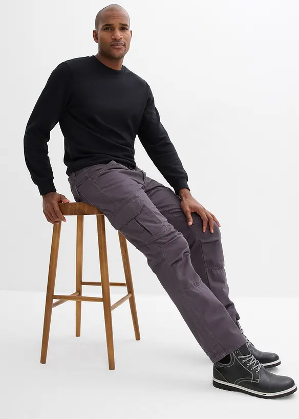 Pantalon cargo en coton robuste, coupe droite et loose, bonprix