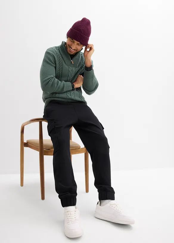 Pantalon de jogging avec poches cargo, loose, bonprix