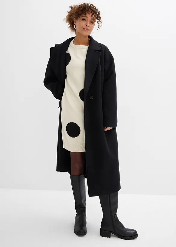Robe oversize en maille &agrave; pois, bonprix