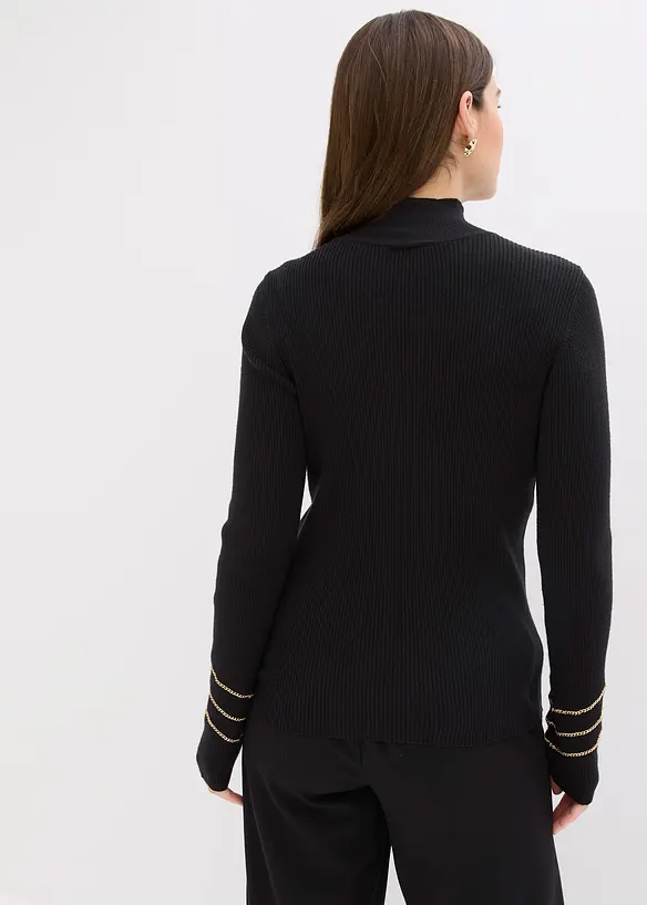 Pull en fine maille &agrave; cha&icirc;nes dor&eacute;es, bonprix