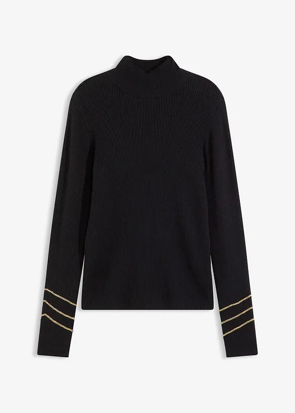 Pull en fine maille &agrave; cha&icirc;nes dor&eacute;es, bonprix