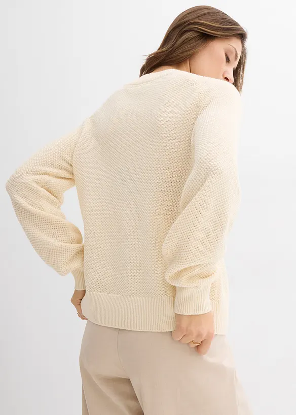 Pull en grosse maille avec patte de boutonnage, bonprix