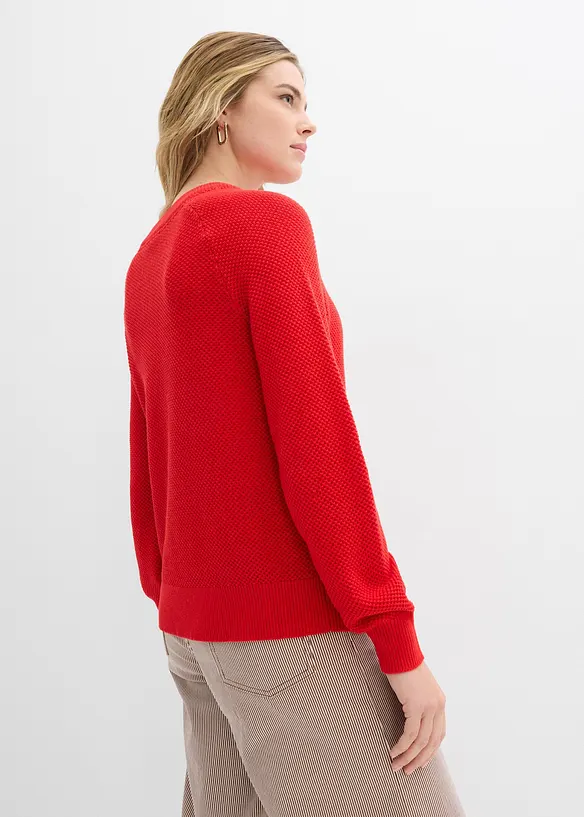 Pull en grosse maille avec patte de boutonnage, bonprix
