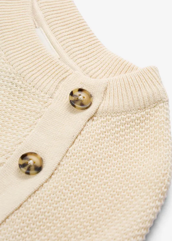 Pull en grosse maille avec patte de boutonnage, bonprix