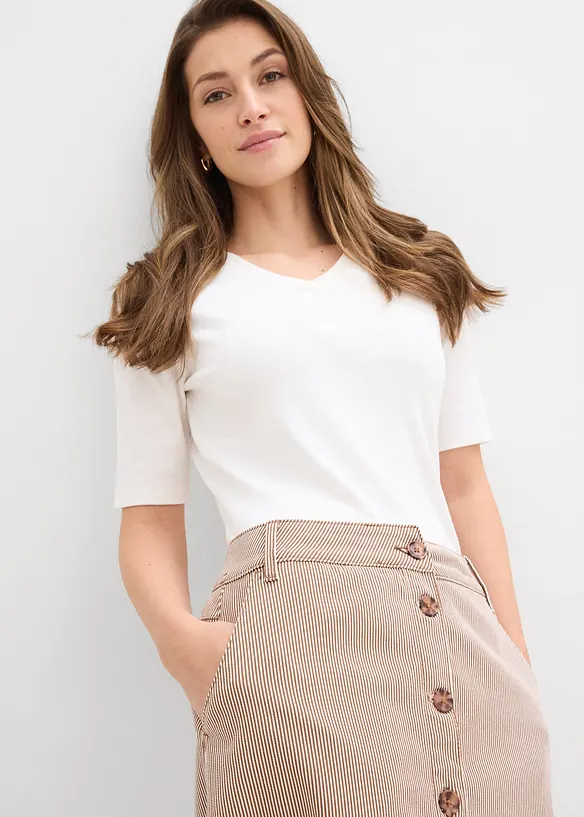 gestreifter Midirock mit Knopfleiste, bonprix