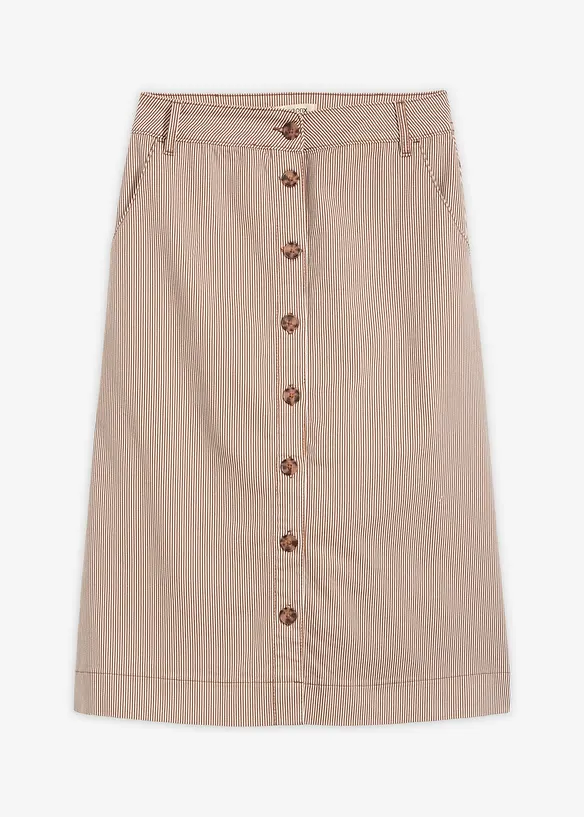 gestreifter Midirock mit Knopfleiste, bonprix