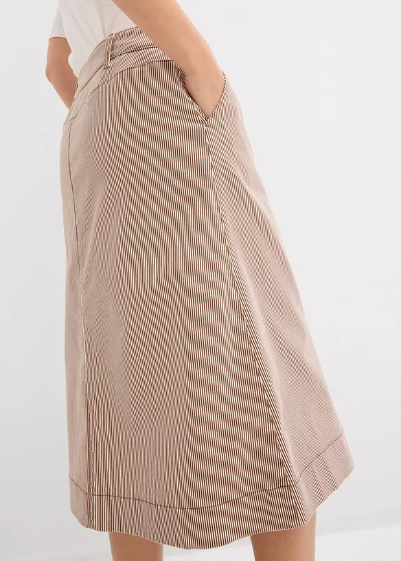 gestreifter Midirock mit Knopfleiste, bonprix