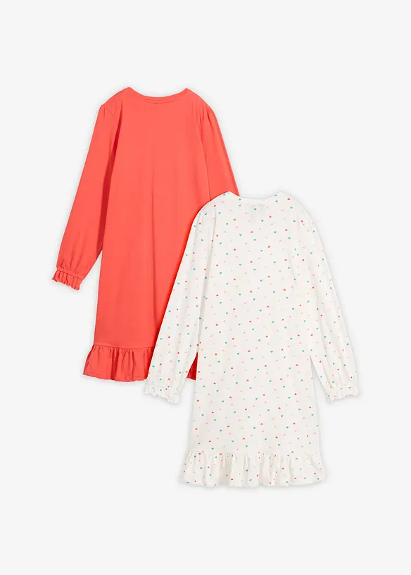 Lot de 2&nbsp;chemises de nuit en coton doux, bonprix