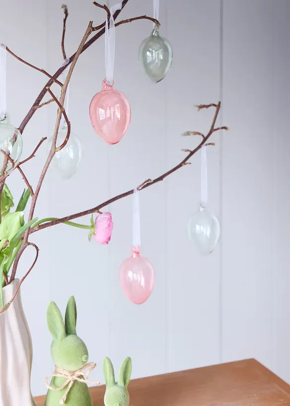 Lot de 6&nbsp;&oelig;ufs &agrave; suspendre en verre, bonprix