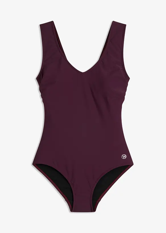 Maillot 1 pi&egrave;ce sculptant &agrave; col en V, maintien mod&eacute;r&eacute;, bonprix