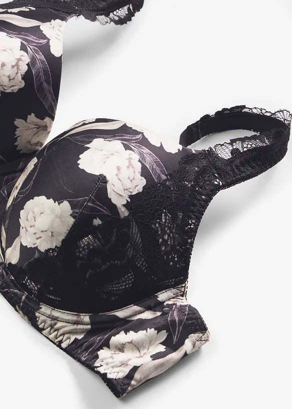 Soutien-gorge &agrave; coques en mati&egrave;re brillante avec dentelle, bonprix