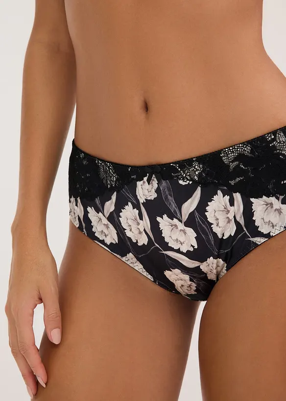 Maxislip mit Glanzeffekt und Spitzendetails, bonprix