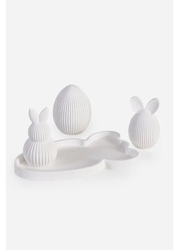 D&eacute;co lapins et &oelig;uf sur un plateau (ens. 4&nbsp;pces), bonprix