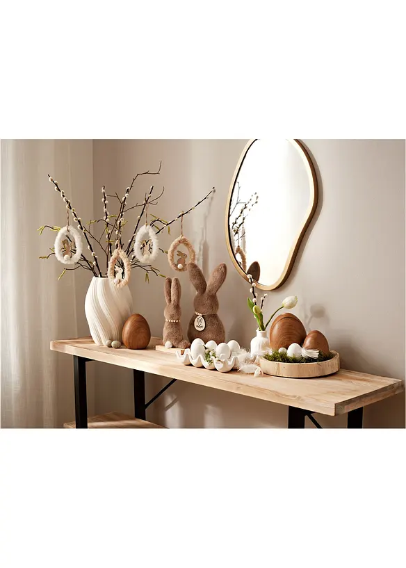 Objet d&eacute;co Lot de 3 &oelig;ufs de P&acirc;ques aspect bois, bonprix