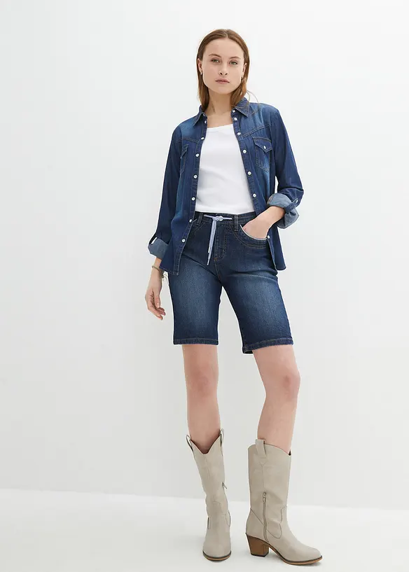 Jeans Bermuda Slim Fit Mid Waist, bonprix