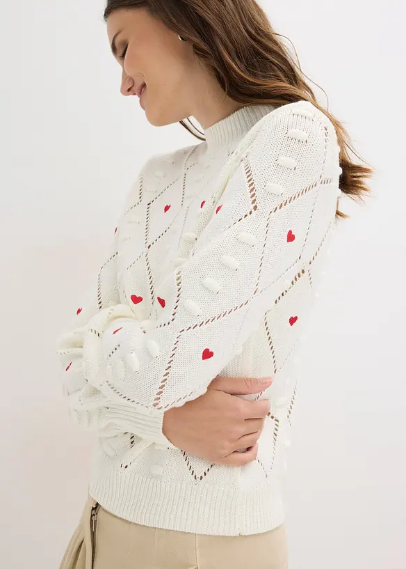 Ajour-Pullover aus Baumwoll-Mix, bonprix