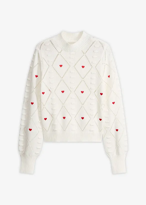 Ajour-Pullover aus Baumwoll-Mix, bonprix