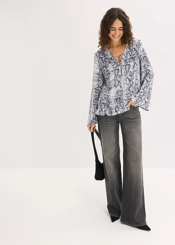 Tunikabluse aus flie&szlig;endem Satin, bonprix