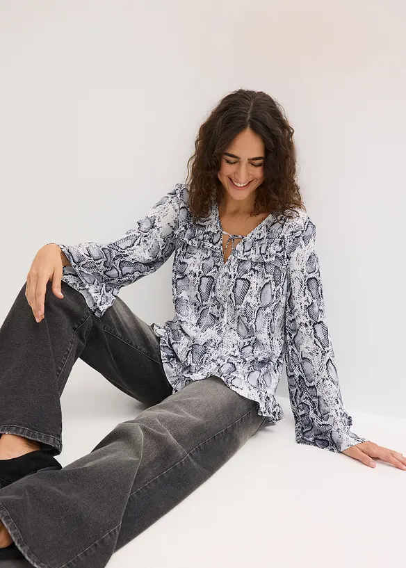 Tunikabluse aus flie&szlig;endem Satin, bonprix