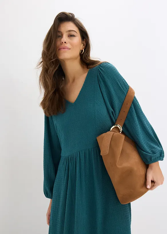 Robe midi en jersey textur&eacute;, bonprix