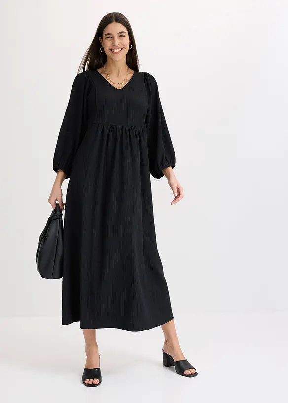 Robe midi en jersey textur&eacute;, bonprix