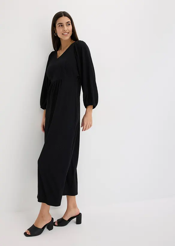 Robe midi en jersey textur&eacute;, bonprix