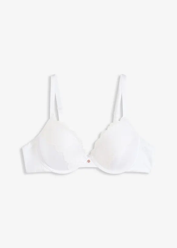 Soutien-gorge &agrave; coques satin et dentelle, bonprix