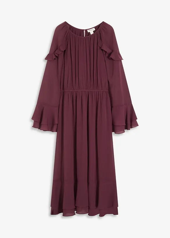 Robe en mousseline &agrave; volants, bonprix