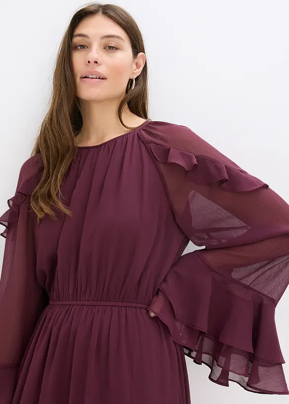 Robe en mousseline &agrave; volants, bonprix