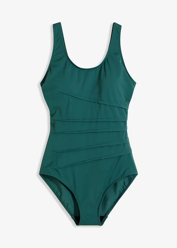 Maillot 1 pi&egrave;ce sculptant, maintien l&eacute;ger, avec plis d&eacute;coratifs, bonprix