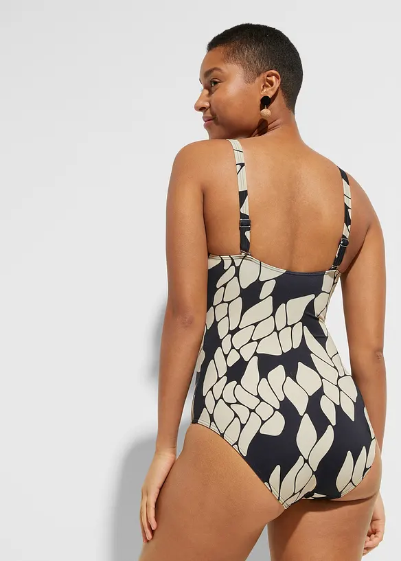 Maillot 1 pi&egrave;ce sculptant &agrave; col en V, maintien mod&eacute;r&eacute;, bonprix