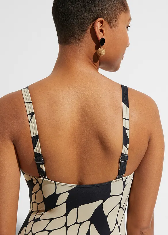 Maillot 1 pi&egrave;ce sculptant &agrave; col en V, maintien mod&eacute;r&eacute;, bonprix