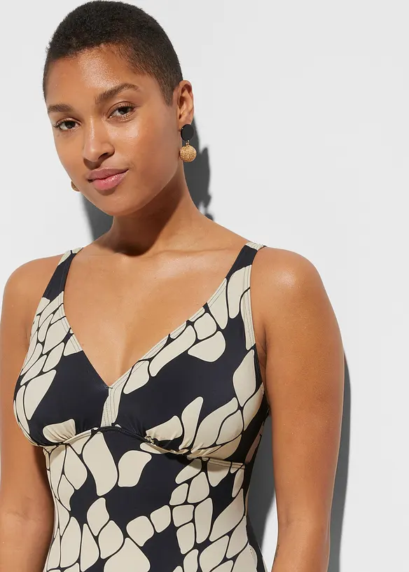 Maillot 1 pi&egrave;ce sculptant &agrave; col en V, maintien mod&eacute;r&eacute;, bonprix