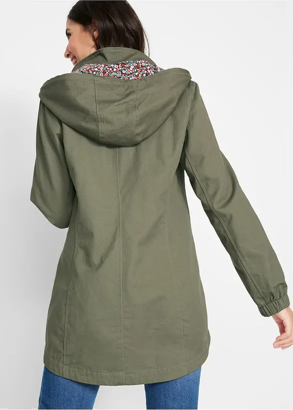 Parka de mi-saison en coton avec capuche imprim&eacute;e, bonprix
