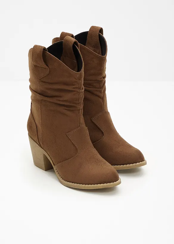 Bottines western &agrave; fronces, bonprix