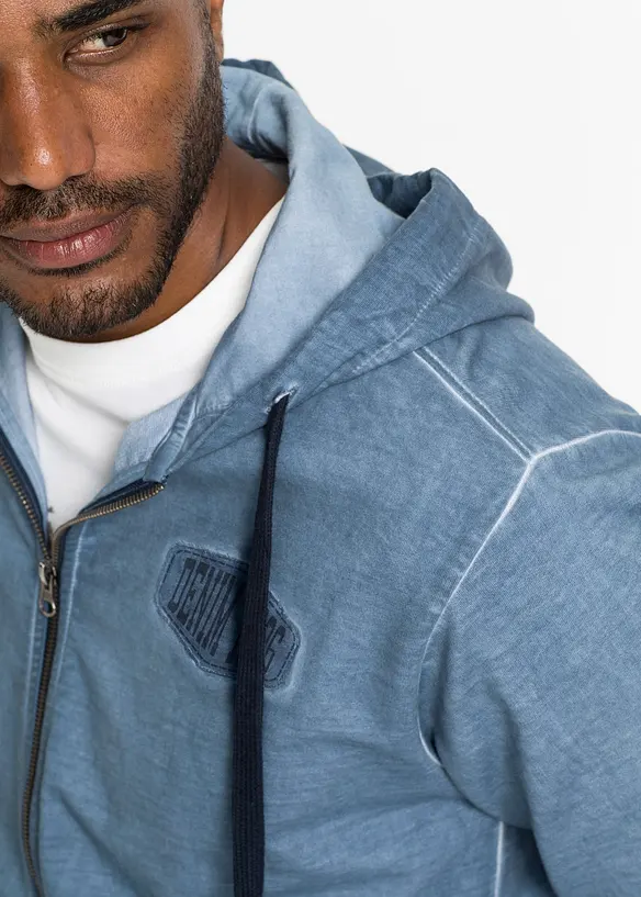 Sweat zipp&eacute; &agrave; capuche, aspect d&eacute;lav&eacute;, bonprix