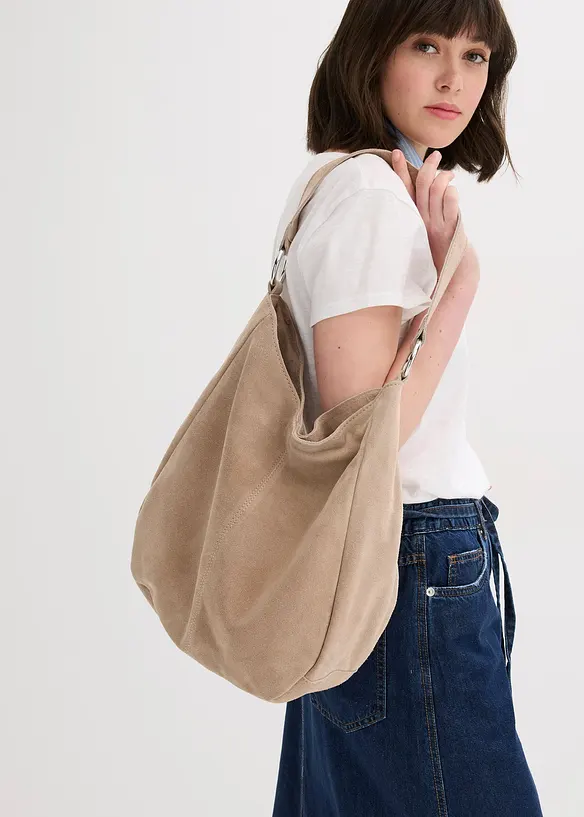 Sac en cuir velours avec sangle d&eacute;corative, bonprix