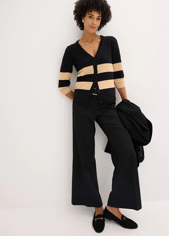 Baumwollstrickjacke mit Streifen, bonprix