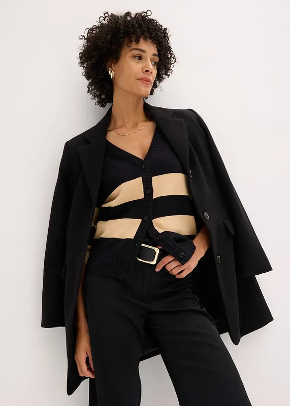 Baumwollstrickjacke mit Streifen, bonprix