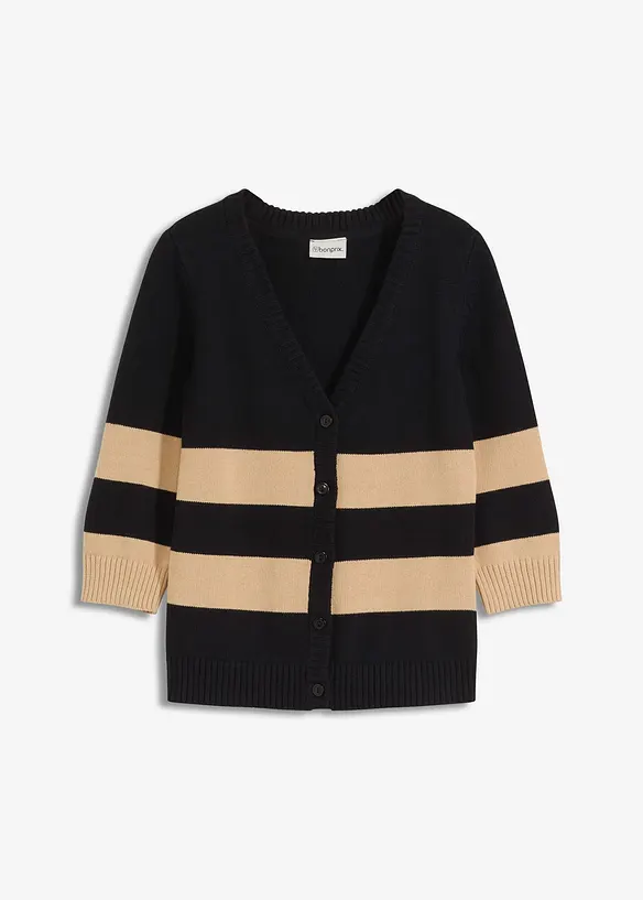 Baumwollstrickjacke mit Streifen, bonprix