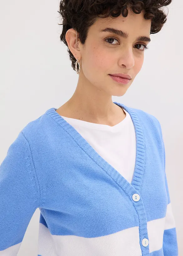 Gilet ray&eacute; en maille de coton, bonprix