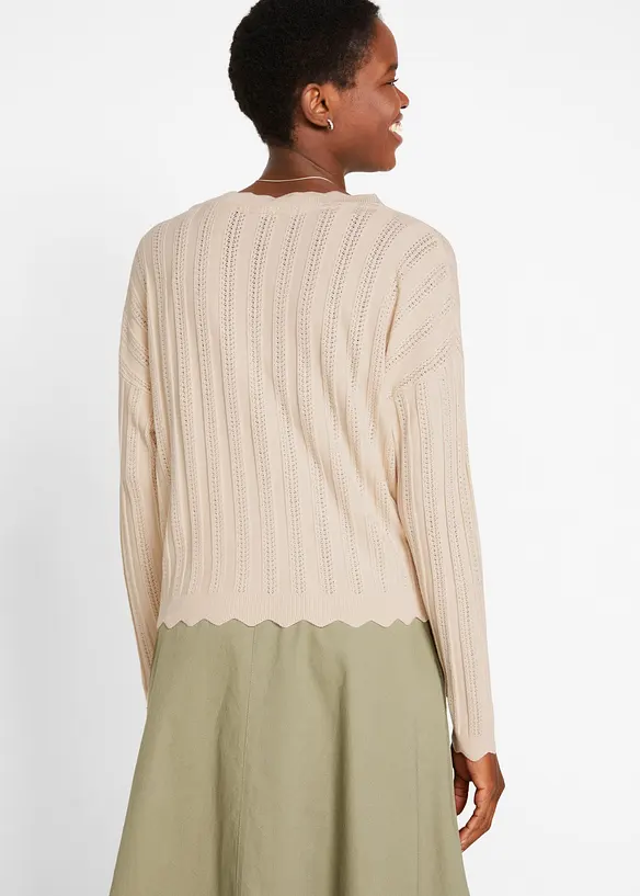 Gilet court en maille ajour&eacute;e, bonprix