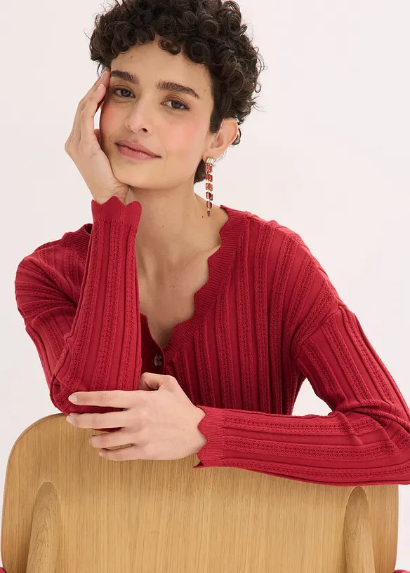 Gilet court en maille ajour&eacute;e, bonprix